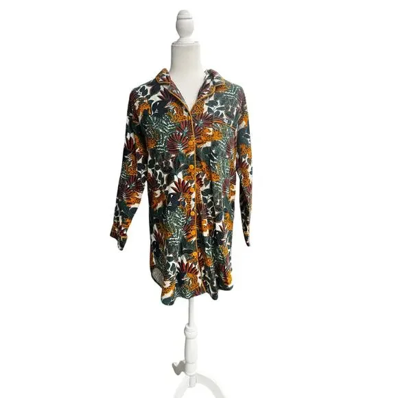 World Market Jungle Print Flannel Nightshirt – Size S/M - Picture 2 of 5